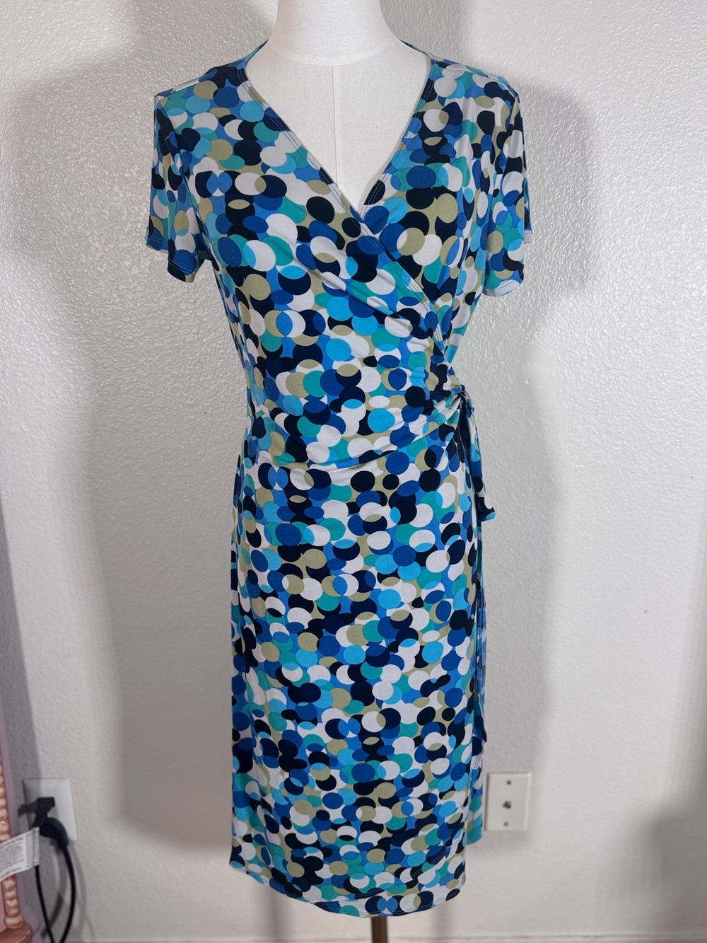Scarlett Blue and Aqua Dot Wrap Dress